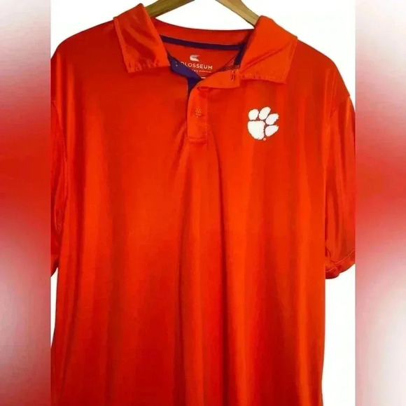 Clemson Tigers Mens Polo Shirt Orange Short Sleeve Spell Out Pullover Large - Picture 2 of 9